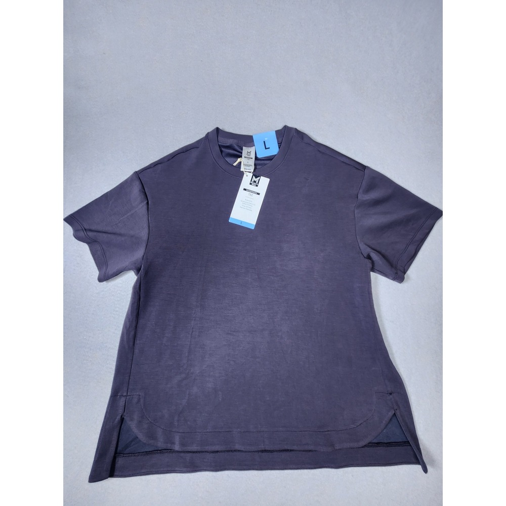 Members Mark Sandwash Tee Womens Large Black Relaxed Fit Drop Tail Hem MM23072